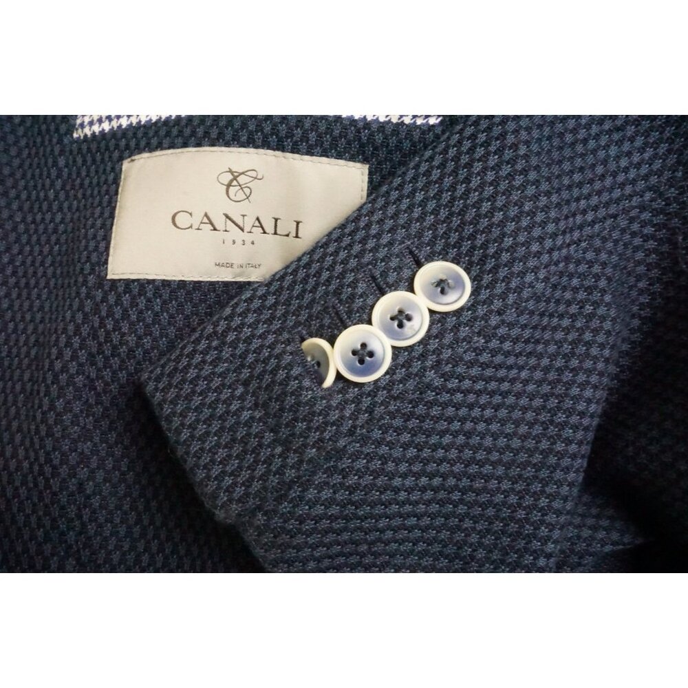 Canali Navy Textured Sport Coat with Light Buttons